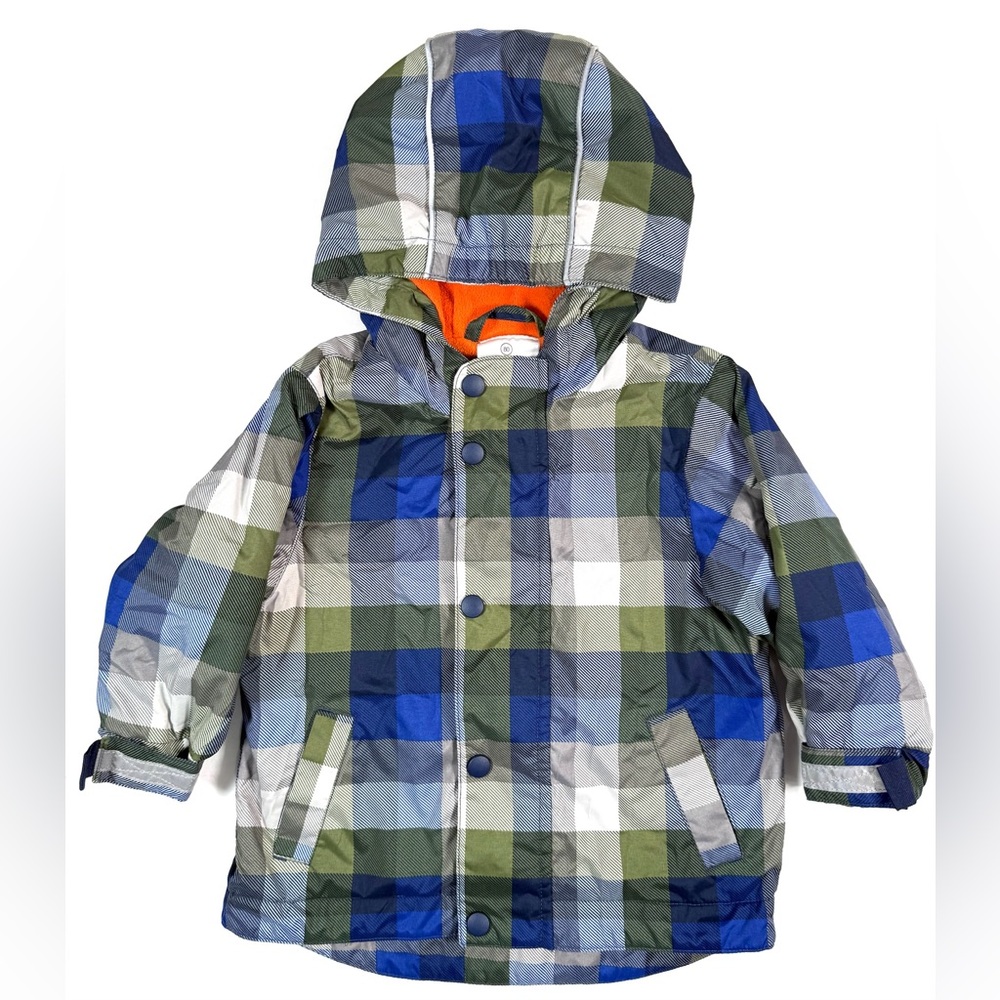 HANNA ANDERSSON Baby Hooded Plaid Winter Coat Jacket 9-12M Blue‎ Green Outdoor